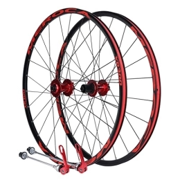 DYSY Mountain Bike Wheel MTB Bike Wheelset Rim 26 27.5 Inch, Double Wall Aluminum Alloy 5 Bearings Hybrid / Mountain QR 9x100mm Disc Brake Wheels for 8-11 Speed (Color : Red, Size : 26 inch)