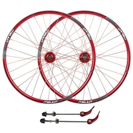 KANGXYSQ Spares MTB Mountain Bike Wheelset, 26inch Bicycle Wheel Set Disc Brake Front Rear Wheels Quick Release Double Wall Alloy Rim 7-10 Speed (Color : Red)