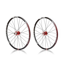 Asiacreate Spares MTB Wheels 26 27.5 29 ER Disc Brake QR Wheel Aluminum Alloy Rim Sealed Bearing Mountain Bike Hub For 9 / 10 / 11 Speed Cassette (Color : Red, Size : 26'')