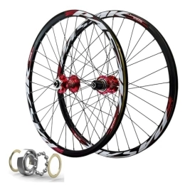 DYSY Mountain Bike Wheel MTB Wheels 26 Inch 27.5" 29 ER Quick Release Disc Brake, High Strength Aluminum Alloy Mountain Bike Wheelset 32H Rim Black Bike Wheel for 7-12 Speed (Color : Red, Size : 27.5 inch)