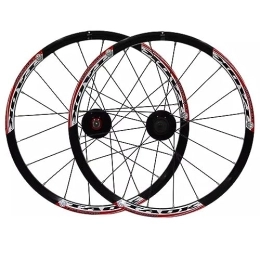 KANGXYSQ Spares MTB Wheelset 20" 406 Quick Release Disc Brake 20H Mountain Bike Wheels Hub Front Rear 100 / 135mm 6-Bolts Ball Bearing Rim For 7-10 Speed Cassette Steel Round Spokes Bicycle Wheelse (Color : Black red