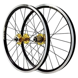 ITOSUI Mountain Bike Wheel MTB Wheelset 20 Inch Disc / V Brake Quick Release BMX Mountain Bike Wheels High Strength Alloy 24H Bicycle Rim 7 8 9 10 11 12 Speed Cassette 1400g Sealed Bearings (Color : Gold hub, Size : 20inch)