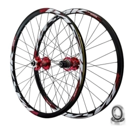 DYSY Mountain Bike Wheel MTB Wheelset 24 Inch 26" 27.5" 29 er, Quick Release Disc Brake 32H Mountain Bike Wheels High Strength Aluminum Alloy Rim Black Bike Wheel for 7 / 8 / 9 / 10 / 11 / 12 Speed (Color : Red, Size : 24 inch)