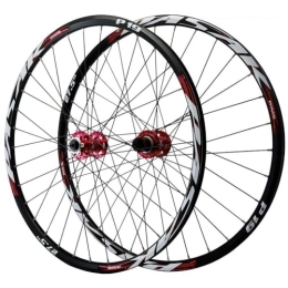 ZFF Spares MTB Wheelset 26 / 27.5 / 29 Inch Disc Brake Quick Release Mountain Bike Wheel Aluminum Alloy Rim 7 / 8 / 9 / 10 / 11 / 12 Speed Cassette 32 Holes Front Rear Wheels (Color : Red, Size : 26'')