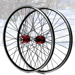 Samnuerly Spares MTB Wheelset 26 / 27.5 / 29 Inch Disc / Rim Brake Mountain Bike Front Rear Wheel 32 Spoke QR Sealed Bearing Hubs Fit 8 9 10 11 12 Speed Cassette (Color : Black, Size : 26inch) (Red 29inch)