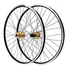 HSQMA Mountain Bike Wheel MTB Wheelset 26 / 27.5 / 29" V Disc Brake Wheel Set Quick Release Bicycle Wheels Mountain Bike Rim 32H Hub For 7 / 8 / 9 / 10 / 11 / 12 Speed Cassette (Color : Gold, Size : 27.5inch)