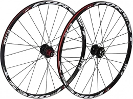 Auoiuoy Mountain Bike Wheel MTB Wheelset，26 / 27.5 Inch (Front + Rear) Double Wall Aluminum Alloy Rim Quick Release Disc Brake 24H 7-11 Speed 26 Inch(Size:26inch, Color:black)