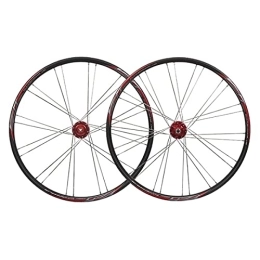 TANGIST Mountain Bike Wheel MTB Wheelset 26“ Aluminum Alloy Disc Brake Mountain Cycling Wheels Front 24H Rear 28H Quick Release Six Holes For 7 / 8 / 9 / 10 Speed Mountain Bike Wheelset (Color : Red)