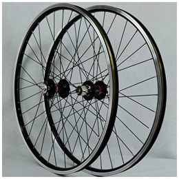 WYN Mountain Bike Wheel MTB Wheelset 26 Inch Handmade Standard Bicycle Rim 32 Spoke Mountain Bike Front & Rear Wheel Disc / Rim Brake 7-11speed Cassette QR Sealed Bearing Hubs (Color : Black hub, Size : 26inch)
