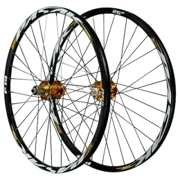 MYKINY Mountain Bike Wheel MYKINY 26 / 27.5 / 29in Disc Mountain Bike Wheels, 32 Holes Spokes Double Wall Rim Aluminum Alloy Bike Wheels Quick Release 7 / 8 / 9 / 10 / 11 Speed Wheel (Color : Gold, Size : 26inch)