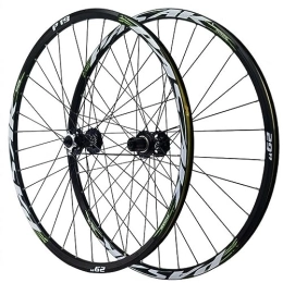 MYKINY Spares MYKINY 26 27.5 29in Disc Mountain Bike Wheels, Front 2 Rear 5 Bearings Quick Release 32 Holes Bike Hub Six Nail Disc Brake 7-12 Speed Wheel (Color : Black green, Size : 27.5inch)
