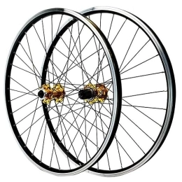 MYKINY Spares MYKINY 26 / 27.5 / 29in Mountain Bike Disc Brake Wheelset, Aluminium Alloy Wheel Set CNC Brake Edge Aluminum Alloy Double Wall Rim 8-12 Speeds Wheel (Color : Gold, Size : 27.5inch)