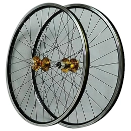 MYKINY Mountain Bike Wheel MYKINY 26 27.5 29inch Disc Brake Bike Wheels, Double Wall Aluminium Alloy Rims V Brake 32H Spokes Quick Release Mountain Bike Wheels 12 Speed Wheel (Color : Gold, Size : 29inch)