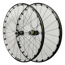 MYKINY Mountain Bike Wheel MYKINY Bicycle Mountain Bike 26 27.5 29 Inch, CNC Double-layer Rivet Aluminum Ring Front 2 Rear 4 Bearings 24H Aluminium Alloy Wheel Set Wheel (Color : Black, Size : 26inch)