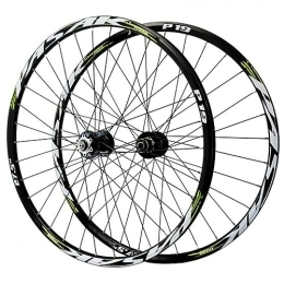 MYKINY Spares MYKINY Disc Brake 26 27.5 29in Mountain Bike Wheel, Double Wall Aluminum Alloy 32 Holes 7 / 8 / 9 / 10 / 11 Speed Sealed Bearing QR Bicycle Rims Wheel (Color : Black green, Size : 26inch)