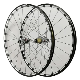 MYKINY Mountain Bike Wheel MYKINY Disc Mountain Bike Wheels, 26 27.5 29X1.5-2.5 Inch Tires 24 Spokes Aluminum Alloy Thru-Axle 15mm CNC Double-layer Rivet Aluminum Ring Wheel (Color : Silver, Size : 26inch)