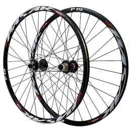 MYKINY Mountain Bike Wheel MYKINY Mountain Bike Disc Brake Wheelset 26 27.5 29in, Thru-Axle Aluminum Alloy 32H Front 2 Rear 4 Bearings Double Wall Rims 7-12 Speed Wheel (Color : Red, Size : 27.5inch)