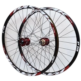 MYKINY Spares MYKINY Mountain Bike Disc Brake Wheelset, Quick Release / Thru-Axle Universal 26 27.5 29 * 1.25-2.5in Tire Double Wall Alloy Rims 7-11 Speed Wheel (Color : Red, Size : 27.5inch)