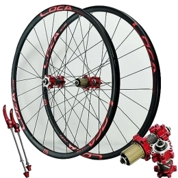 MYKINY Mountain Bike Wheel MYKINY Mountain Bike Disc Brake Wheelset, Quick ReleaseBicycle Rim 26" 27.5" 29" MTB Wheel Set for 7 / 8 / 9 / 10 / 11 Speed Cassette 1705g Wheel (Color : Red, Size : 26inch)