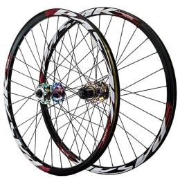 MYKINY Spares MYKINY Mountain Bike Wheels 24inch, Quick Release Bicycle Rim Double Wall Bicycle Front And Rear Wheel Disc Brake 7 / 8 / 9 / 10 / 11 / 12 Speed 32H Wheel (Color : Colour hub, Size : 24inch)
