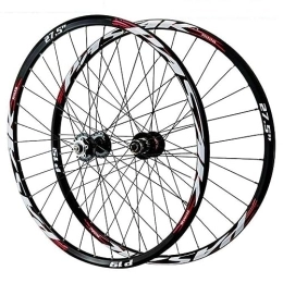 MYKINY Mountain Bike Wheel MYKINY Quick Release Mountain Bike Wheels, 26 / 27.5 / 29in Double Wall Aluminium Alloy Wheel Set 32 Spokes Disc Brake 7 / 8 / 9 / 10 / 11 Speed Wheel (Color : Black hub, Size : 27.5inch)