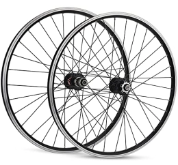 MZPWJD Spares MZPWJD 26 In Mountain Bike Wheelset Disc / Rim Brake Wheels Mtb Bike Rim Bicycle Accessories 7 8 9 10 11 Speed Cassette Sealed Bearing Qr 32 Spokes For 1.75-2.30 Tires (Color : Black, Size : 26")