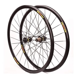 MZPWJD Mountain Bike Wheel MZPWJD 700C Bike Wheelset Bicycle Rims 30mm MTB Road Cycling Wheels Disc / V-Brake QR Cassette Hubs 7-11 Speed (Color : Black, Size : 700c)