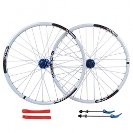MZPWJD Mountain Bike Wheel MZPWJD Bicycle Wheels 26 Inch MTB Double Wall Rims Bike Wheel Set Disc Brake For 1.35-2.35 Tires 7-10 Speed Cassette Hub 32H QR (Color : White)