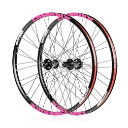 MZPWJD Spares MZPWJD Bicycle Wheelset 26 27.5 Inch MTB Bike Wheels Double Wall Alloy Rim 23mm Cassette Hub Sealed Bearing Disc Brake QR 8-11 Speed 1850g 32H (Color : Black Pink, Size : 26inch)