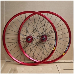 MZPWJD Mountain Bike Wheel MZPWJD Bike Wheelset 26 Inch Double Wall MTB Rim Disc Brake QR For 8-10 Speed Cassette Flywheel 32 Holes (Color : A-Red)