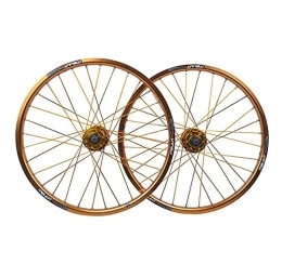 MZPWJD Mountain Bike Wheel MZPWJD Cycling Wheels 20 Inch RIM Mountain Bike Wheelset, Bicycle Wheelset Disc Brake 32H Quick Release Aluminum Hub / Ball Bearing QR For7 / 8 / 9 / 10 Speed Cassette (Color : Gold, Size : 20")