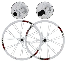 MZPWJD Mountain Bike Wheel MZPWJD Cycling Wheels Bike Wheelset 26 Inch MTB Cycling Wheels 24 H QR Sealed Ball Bearing Flat Spokes Front 100mm Rear 135mm For 7-11 Speed Cassette (Color : White, Size : 26")