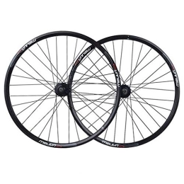 MZPWJD Mountain Bike Wheel MZPWJD MTB Bicycle Wheel Set 26 Inch Mountain Bike Double Wall Rims Disc Brake Hub QR For 7 / 8 / 9 / 10 Speed Cassette 32 Spoke (Color : Black hub, Size : 26inch)