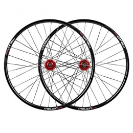 MZPWJD Mountain Bike Wheel MZPWJD MTB Bicycle Wheel Set 26 Inch Mountain Bike Double Wall Rims Disc Brake Hub QR For 7 / 8 / 9 / 10 Speed Cassette 32 Spoke (Color : Red hub, Size : 26inch)