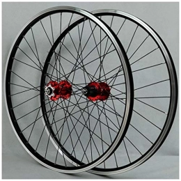 MZPWJD Mountain Bike Wheel MZPWJD MTB Bicycle Wheelset For 26 / 27.5 / 29 Inch Bike Wheel Double Layer Alloy Rim Sealed Bearing Disc / Rim Brake QR 7-11 Speed 32H (Color : Red Hub)