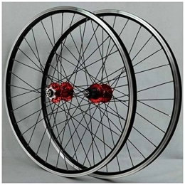 MZPWJD Mountain Bike Wheel MZPWJD MTB Bicycle Wheelset For 26 Inch Bike Wheel Double Layer Alloy Rim Sealed Bearing Disc / Rim Brake QR 7-11 Speed 32H (Color : Red Hub)