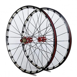 MZPWJD Mountain Bike Wheel MZPWJD MTB Bike Wheel For 26 27.5 29 Inch Bicycle Front Rear Wheelset Double Layer Alloy Rim 7 Palin Bearing Disc Brake QR 7-11 Speed 24H 1742g (Color : Red Hub, Size : 26inch)