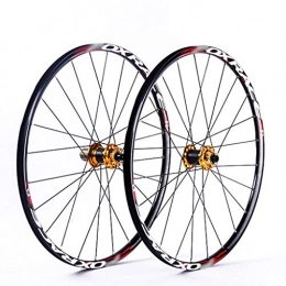 MZPWJD Mountain Bike Wheel MZPWJD MTB Bike Wheel Set 26" 27.5" Double Wall alloy Rim Disc Brake Carbon Hub 8 9 10 11 speed Cassette flywheel Quick Release 1610g (Color : Gold, Size : 26inch)