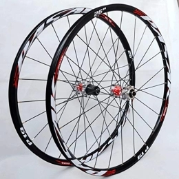 MZPWJD Mountain Bike Wheel MZPWJD MTB Bike Wheel Set 26 / 27.5 Inch Mountain Bike Wheels Double Wall Rims Cassette Hub Sealed Bearing Disc Brake QR 7-11 Speed 1850g (Color : A-Red, Size : 27.5)