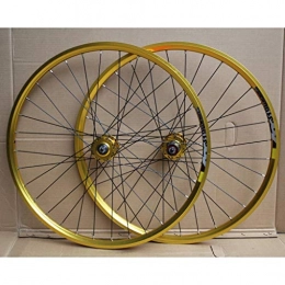 MZPWJD Mountain Bike Wheel MZPWJD MTB Bike Wheelset 24 Inch Double Layer Rim Disc / Rim Brake Bicycle Wheel 8-10 Speed 32H (Color : Gold)