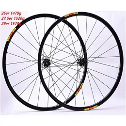 MZPWJD Mountain Bike Wheel MZPWJD MTB Bike Wheelset 26" / 27.5" / 29" Disc Brake Bicycle Wheel Double Wall Alloy Rim QR 7-11 Speed Cassette Sealed Bearing 1470g (Color : Black, Size : 26")