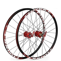 MZPWJD Spares MZPWJD MTB Wheelset 26”for Mountain Bike Front And Rear Double Wall Alloy Rim Bicycle Wheel 6 Palin Bearing Disc Brake QR 1700g 7-11 Speed Cassette Hub 24H (Color : Red)