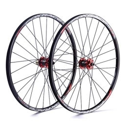 MZPWJD Spares MZPWJD MTB Wheelset For 26”27.5 In Bike Wheel Front And Rear Double Wall Alloy Rim Sealed Bearing Disc Brake QR 1610g 7-11 Speed Cassette Hub 24H (Color : Red hub, Size : 26inch)