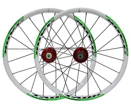 MZPWJD Mountain Bike Wheel MZPWJD Rims 20inch BMX Bicycle Rim MTB Folding Bike Wheelset Disc Brake Rapid Release Wheel 1580g 20H Hub For 7 8 9 Speed Cassette (Color : Green, Size : 406)