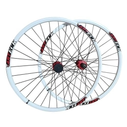 MZPWJD Mountain Bike Wheel MZPWJD Rims Mtb Bike Wheelset 26 Inch Disc Brake Bicycle Wheels Double Layer Alloy Rim Quick Release Hubs For 7 / 8 / 9 / 10 / 11 Speed Cassette (Color : White, Size : 26")