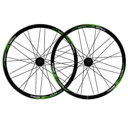 MZPWJD Mountain Bike Wheel MZPWJD Wheel 26" Bike Wheel Set MTB Double Wall Alloy Rim Disc Brake 7-11 Speed Tires 1.5-2.1" Sealed Bearings Hub Quick Release 28H 6 Colors (Color : Black green)