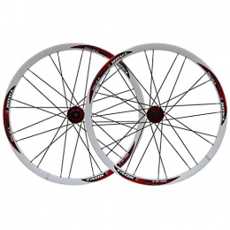 MZPWJD Mountain Bike Wheel MZPWJD Wheel 26" Bike Wheel Set MTB Double Wall Alloy Rim Disc Brake 7-11 Speed Tires 1.5-2.1" Sealed Bearings Hub Quick Release 28H 6 Colors (Color : White red)