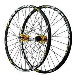 OPARIA Spares OPARIA MTB Wheel 26 / 27.5 / 29 inch Bicycle Wheelset Mountain Bike Rim 32 Spoke Disc Brake Quick Release Bicycle Wheel (Front + Rear) for 7 8 9 10 11 12 Speed Flywheel (Color : Gold, Size : 26in)