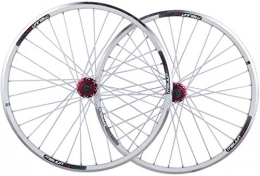 OYY Manufacture Spares OYY Manufacture Wheels Bike Wheelset, 26 inch Mountain Bike Wheel(front + rear) double-walled aluminum Brake Wheel Set Quick Release Palin Bearing 7, 8, 9, 10 Speed (Color : White)