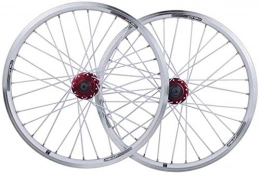 LIMQ Mountain Bike Wheel Pair Of Wheels Foldable Bike 20 Inch Wheel BMX Rim Alloy Double Layer Brake Disc / V QR 7-10 Speeds 32H, White